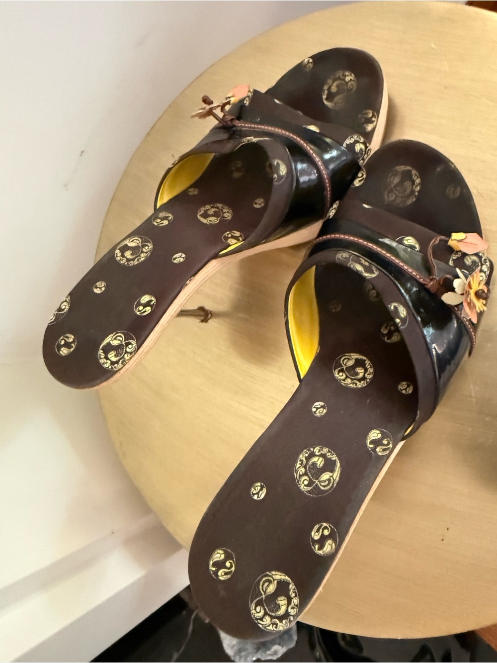 Prada Spring/Summer 2003 "Kimono" floral wooden mules sz 38 - Picture 2 of 5
